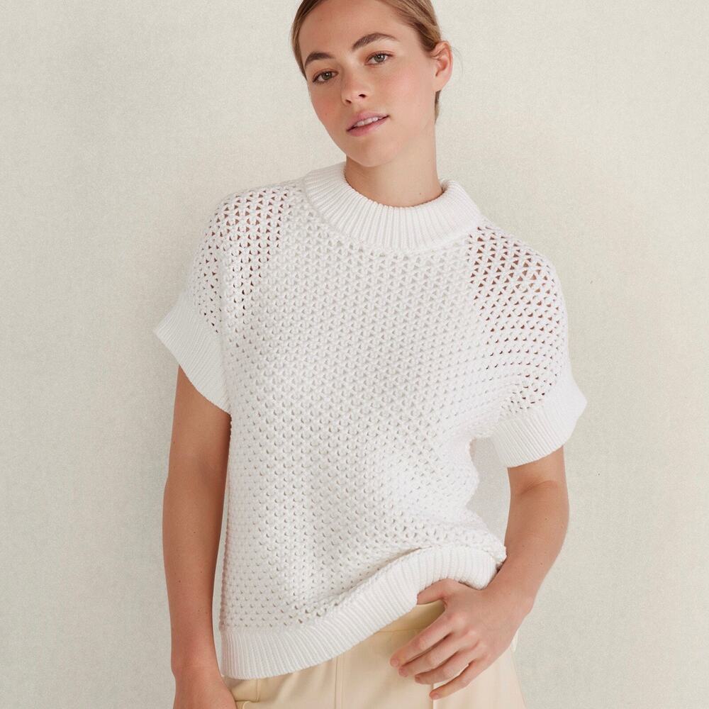 Haven Well Within Blocky Chunky Knit Short Sleeve Organic Cotton Sweater XS
